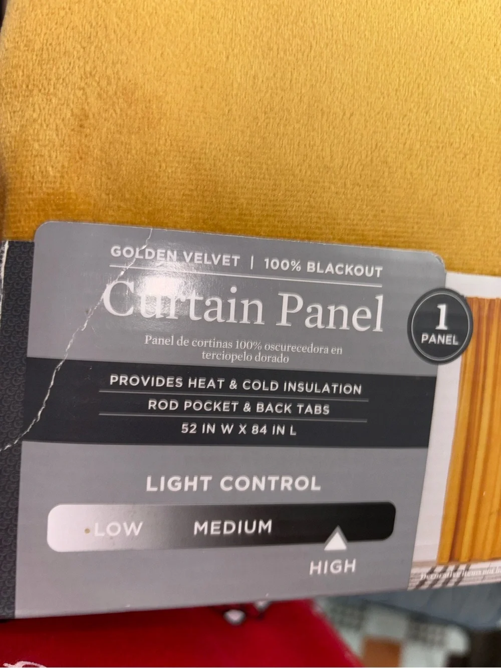 Better homes 84 inches 1 panel golden velvet 100% black out  (NWT)